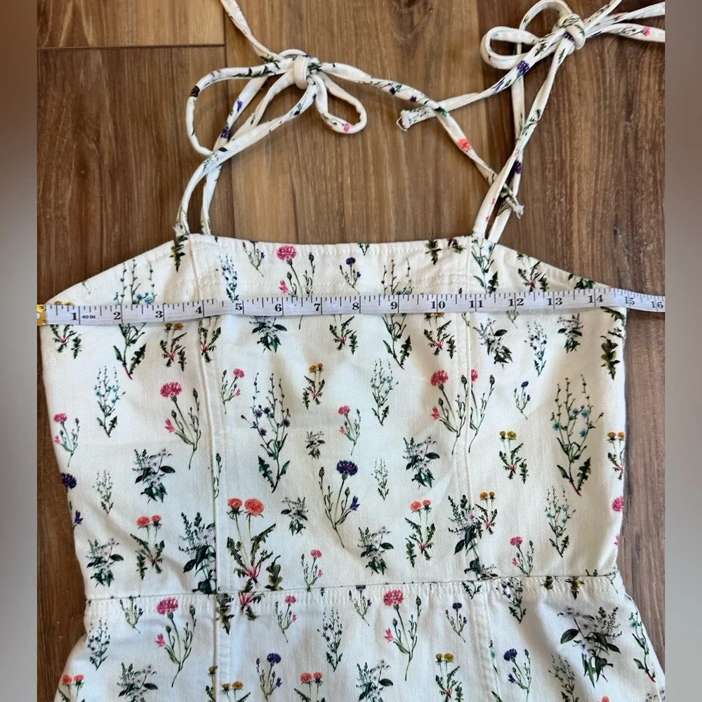 Alice + Olivia Jensen Floral Denim Spaghetti Strap Mini Dress Sz 4 - Picture 9 of 16